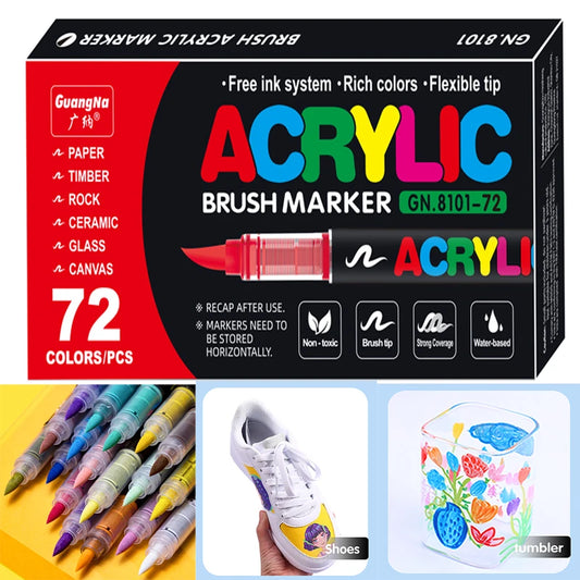 Colored Acrylic Marker Brush Pens
